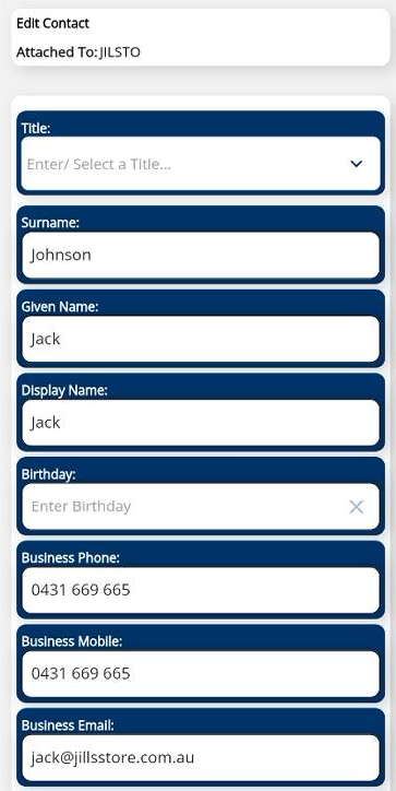 Add/Edit Contact Window