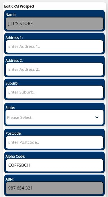 Edit Customer/Prospect Screen