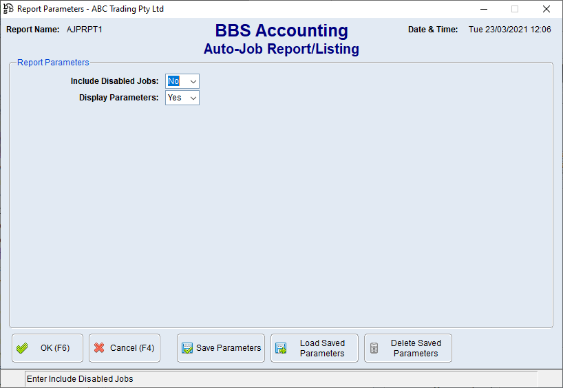 Auto-Job Report Listing Screen