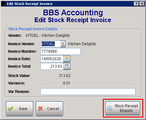 Edit Stock Receipt Invoice Screen Edit Stock Receipt Invoice Screen