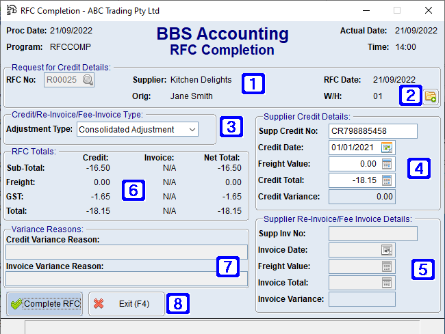 RFC Completion - Consolidated Adjustment Screen RFC Completion - Consolidated Adjustment Screen