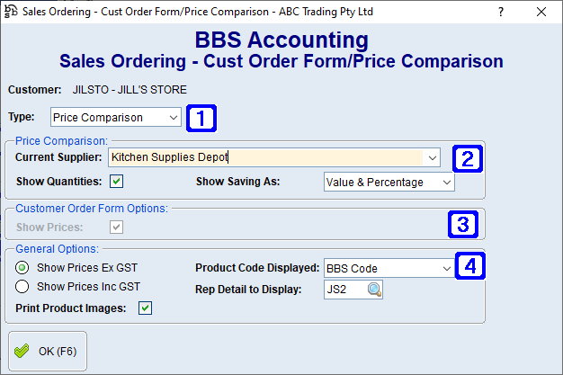 Sales Ordering - Cust Order Form/Price Comparison Screen Sales Ordering - Cust Order Form/Price Comparison Screen