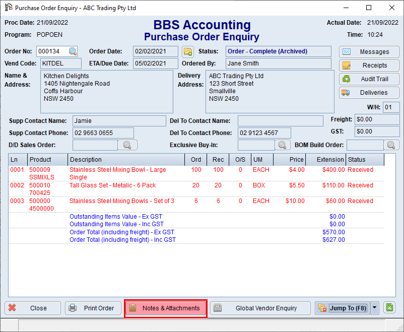Purchase Order Enquiry Screen Purchase Order Enquiry Screen