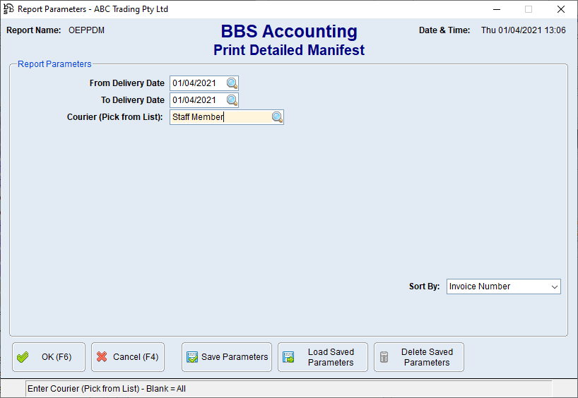 Print Detailed Manifest Screen Print Detailed Manifest Screen