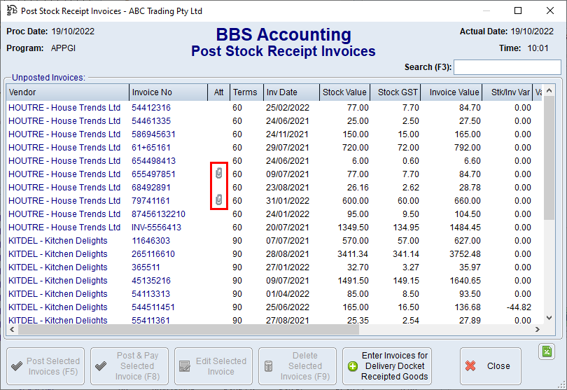Post Stock Receipt Invoices Screen Post Stock Receipt Invoices Screen