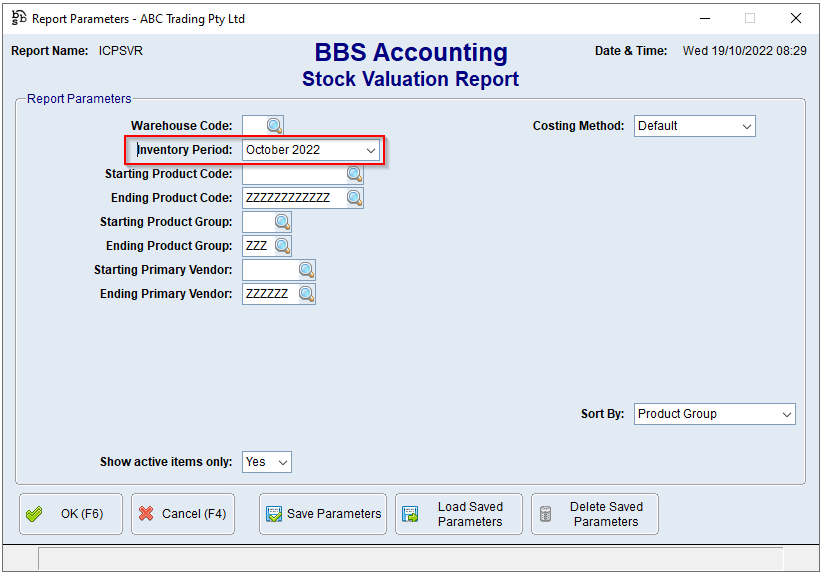 Stock Valuation Report Screen Stock Valuation Report Screen