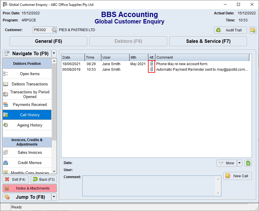 Global Customer Enquiry - Call History Tab Global Customer Enquiry - Call History Tab