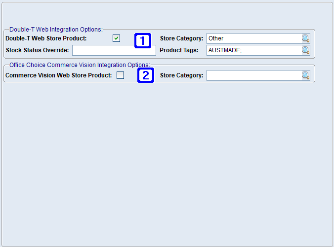 Product Masterfile Maintenance eCommerce Integrations Tab Screen