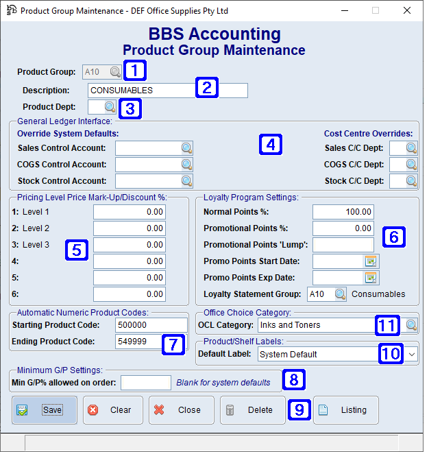 Product Group Maintenance Tab Product Group Maintenance Tab