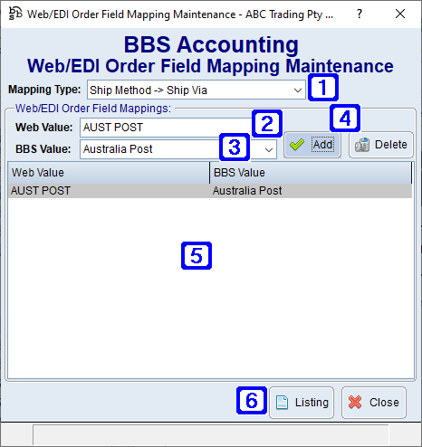 Web/EDI Order Field Mapping Maintenance Screen Web/EDI Order Field Mapping Maintenance Screen