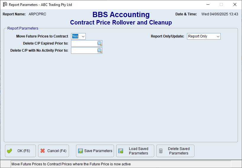 Contract Price Rollover and Cleanup Screen