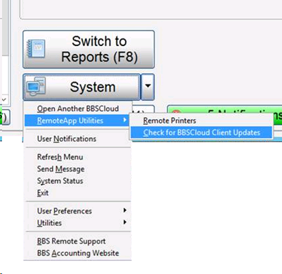 Check for BBSCLoud Client updates