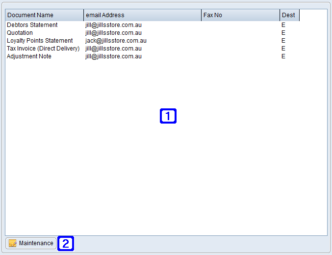 Document Destinations Tab Screen Document Destinations Tab Screen
