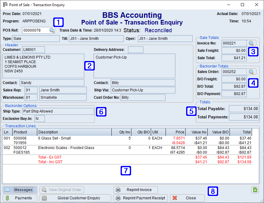 Point of Sale - Transaction Enquiry Screen Point of Sale - Transaction Enquiry Screen